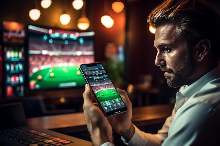 Antarmuka mesin arcade idn score dengan layar permainan, tombol putar, dan tampilan saldo akun